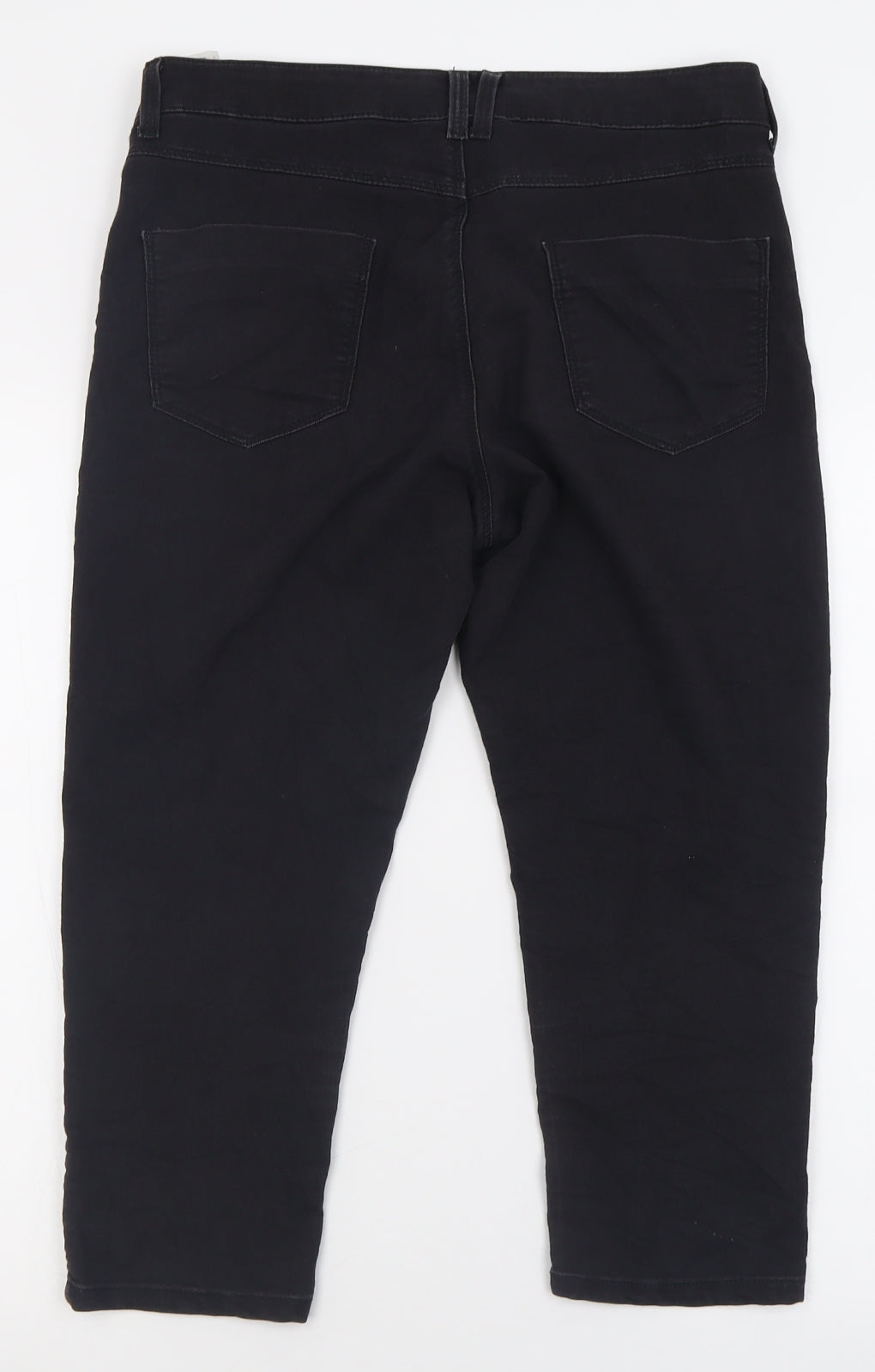 Marks and Spencer Womens Black  Cotton Cropped Jeans Size 12 L21 in Regular Button
