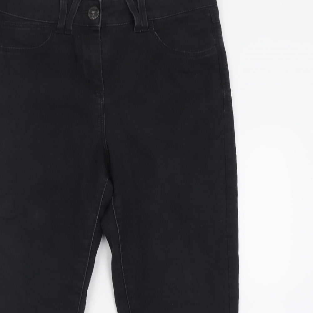 Marks and Spencer Womens Black  Cotton Cropped Jeans Size 12 L21 in Regular Button