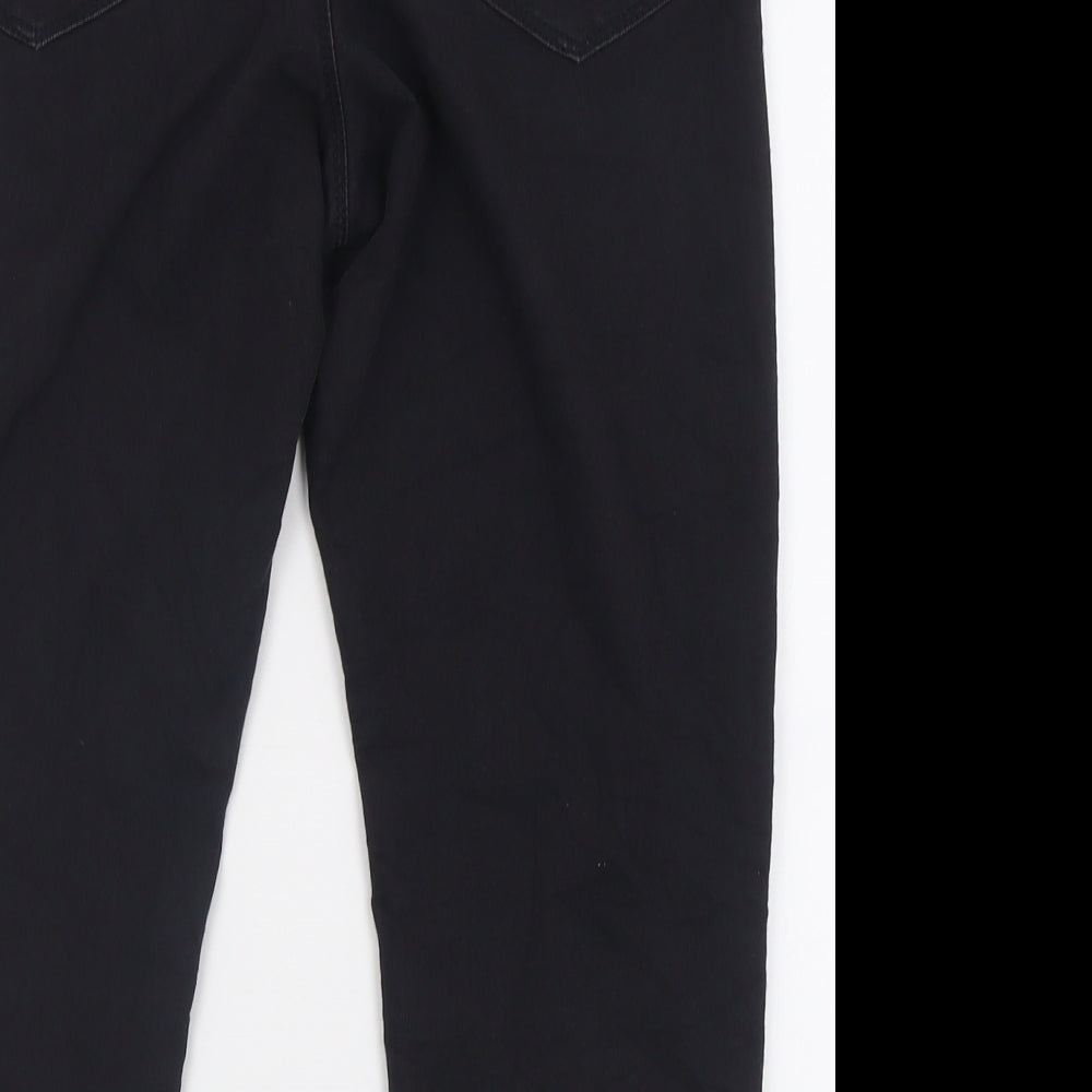 Marks and Spencer Womens Black  Cotton Cropped Jeans Size 12 L21 in Regular Button