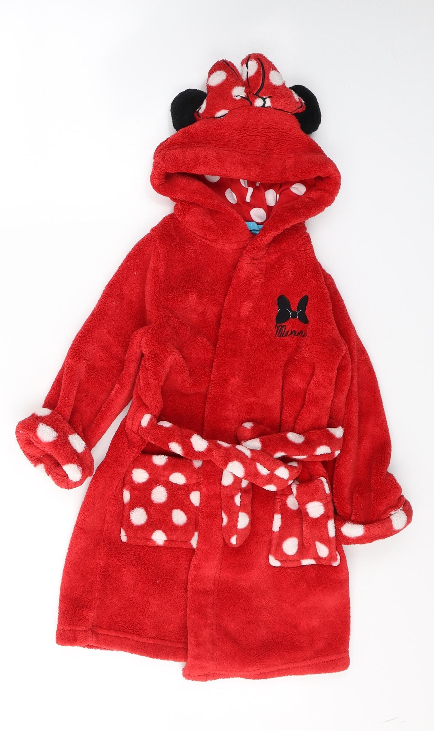 Disney Baby Girls Red Solid Polyester Kimono Gown Size 18-24 Months  Tie - Minnie mouse