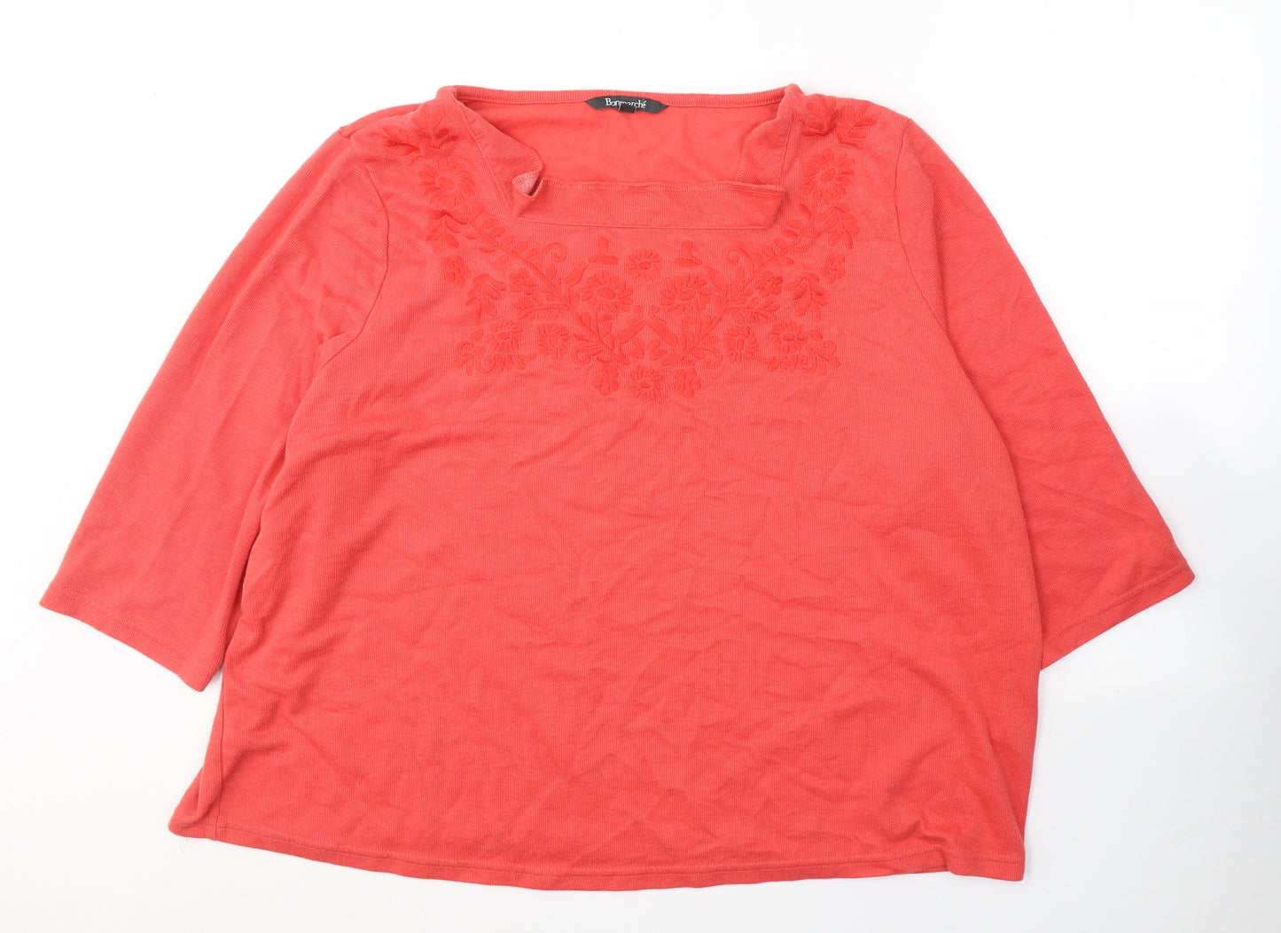 Bonmarché Womens Pink  Polyester Jersey T-Shirt Size 26 Round Neck