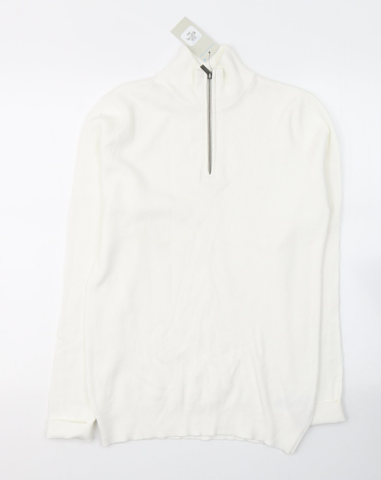 Primark Womens White  Cotton Jersey T-Shirt Size S High Neck
