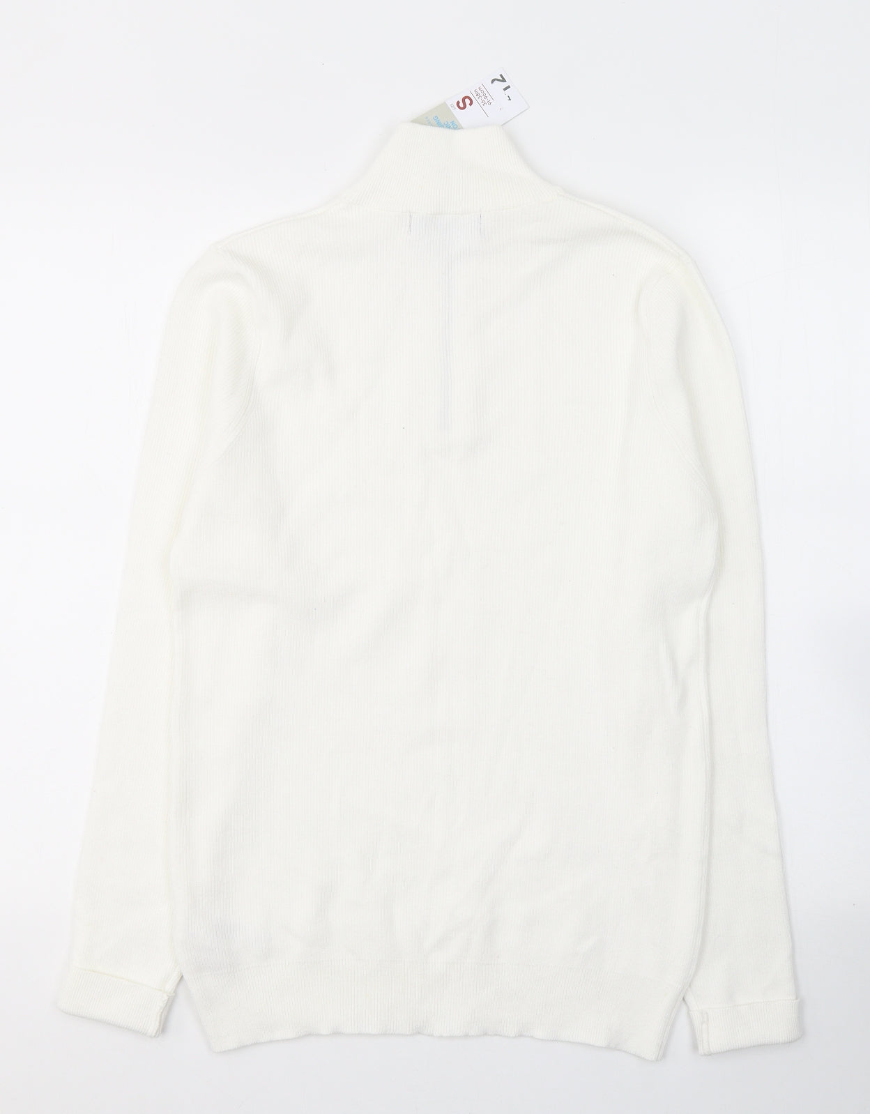 Primark Womens White  Cotton Jersey T-Shirt Size S High Neck