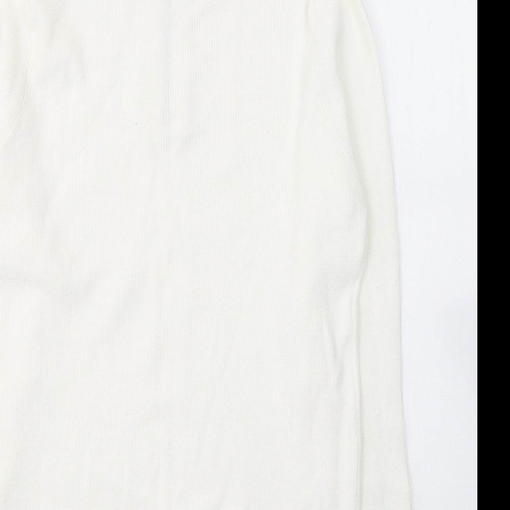 Primark Womens White  Cotton Jersey T-Shirt Size S High Neck