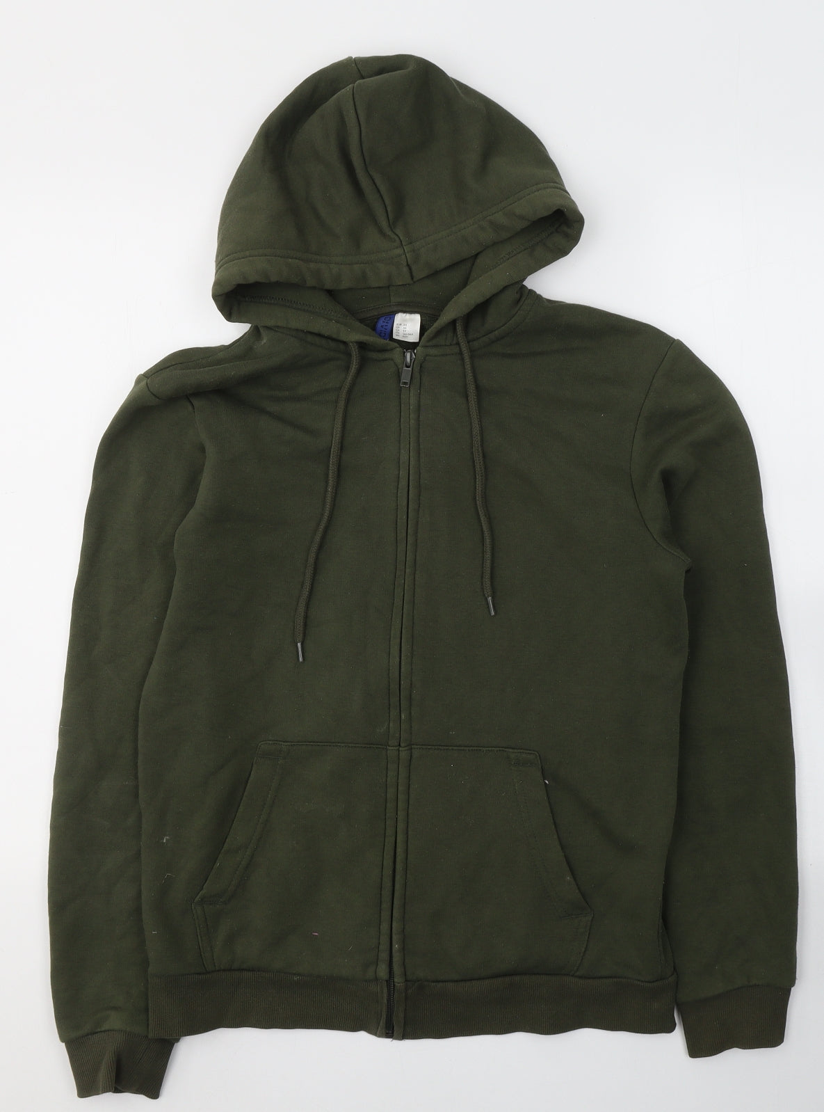 H&M Mens Green  Cotton Full Zip Hoodie Size XS