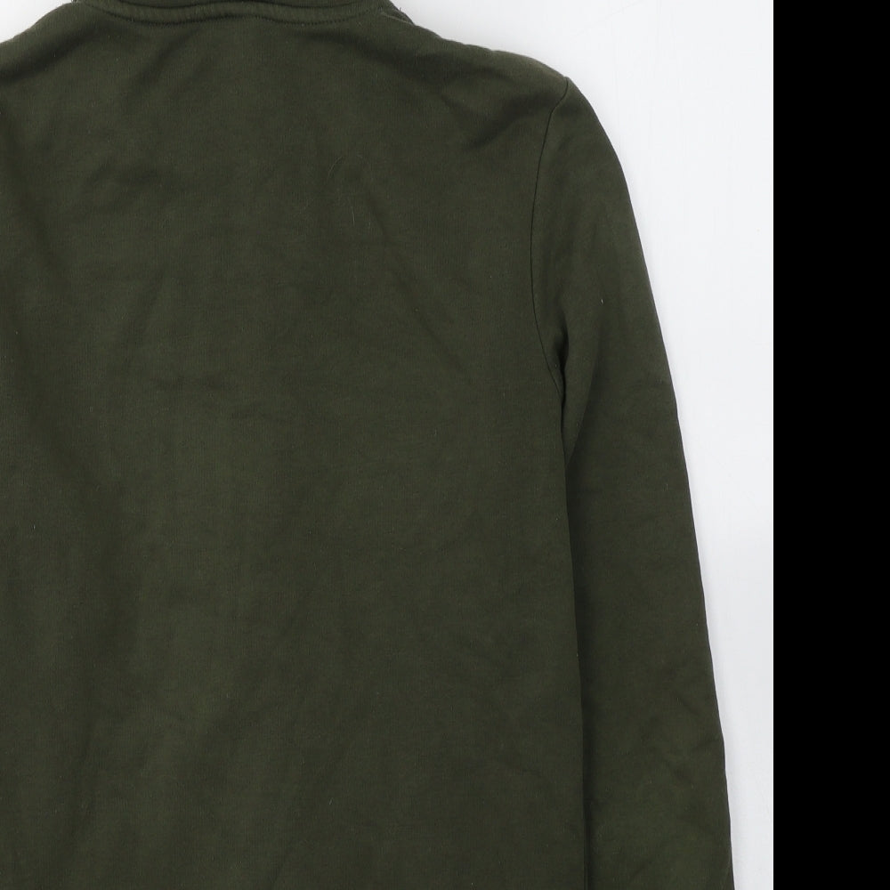 H&M Mens Green  Cotton Full Zip Hoodie Size XS