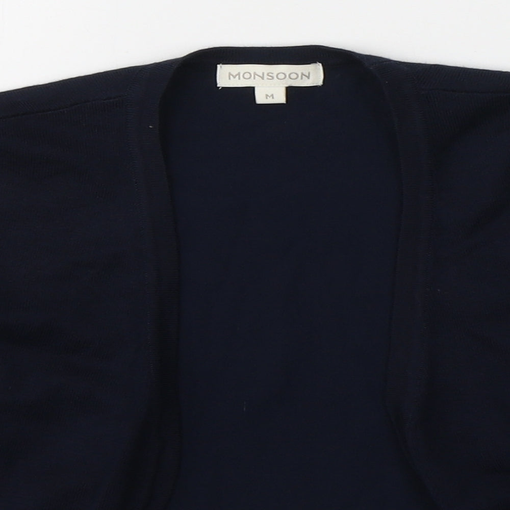 Monsoon Womens Blue V-Neck  Viscose Cardigan Jumper Size M