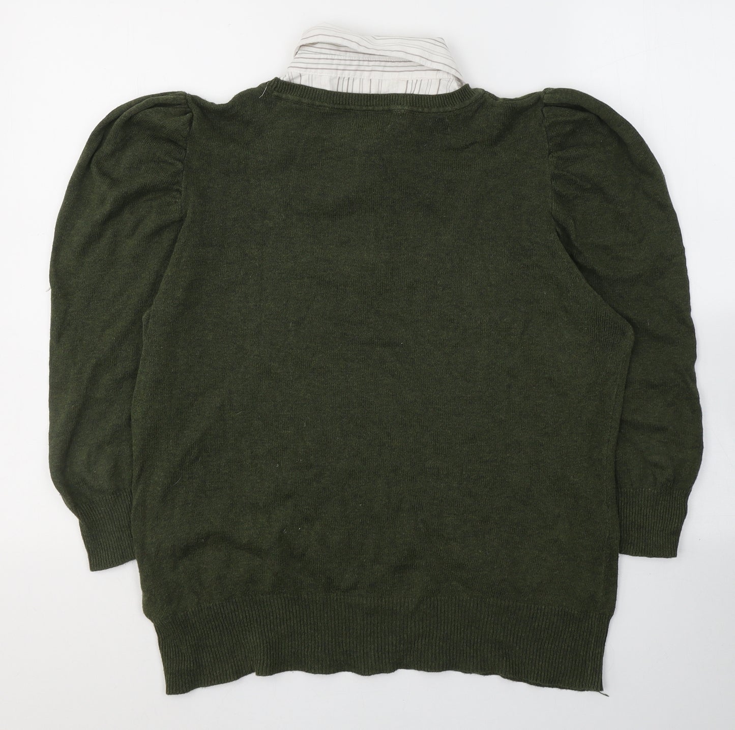 F&F Womens Green  Cotton Jersey T-Shirt Size 18 Collared