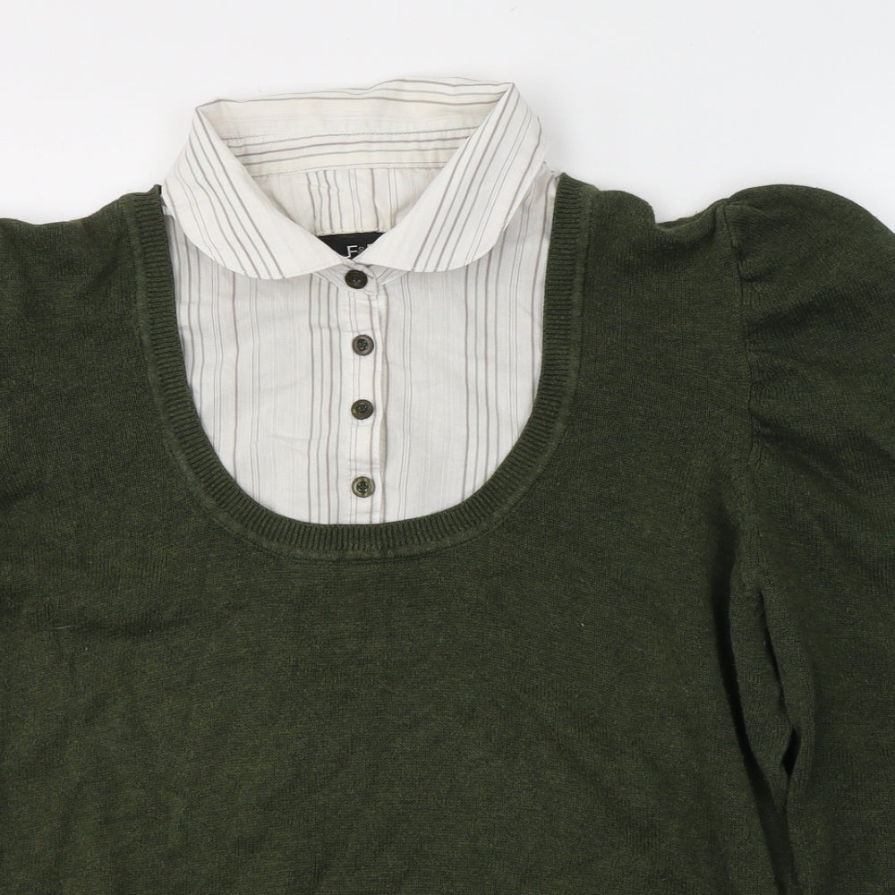 F&F Womens Green  Cotton Jersey T-Shirt Size 18 Collared