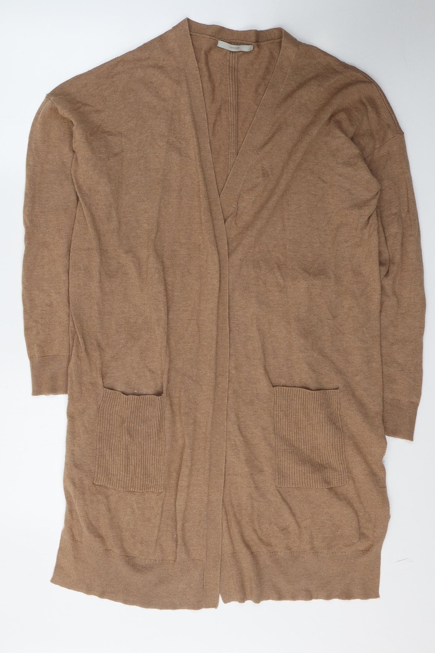 George Womens Brown V-Neck  Cotton Cardigan Jumper Size 18