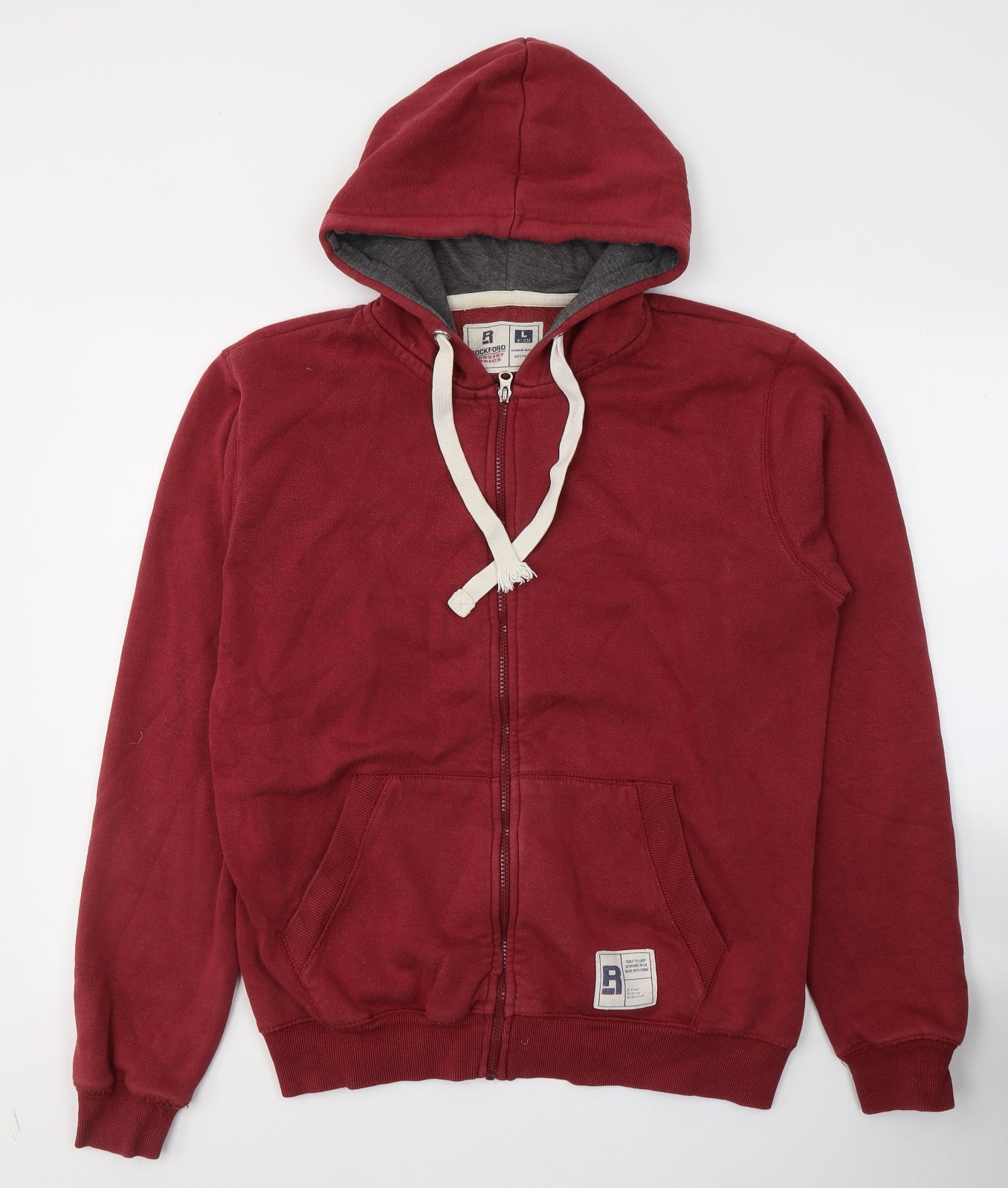 Rockford Mens Red  Cotton Full Zip Hoodie Size L