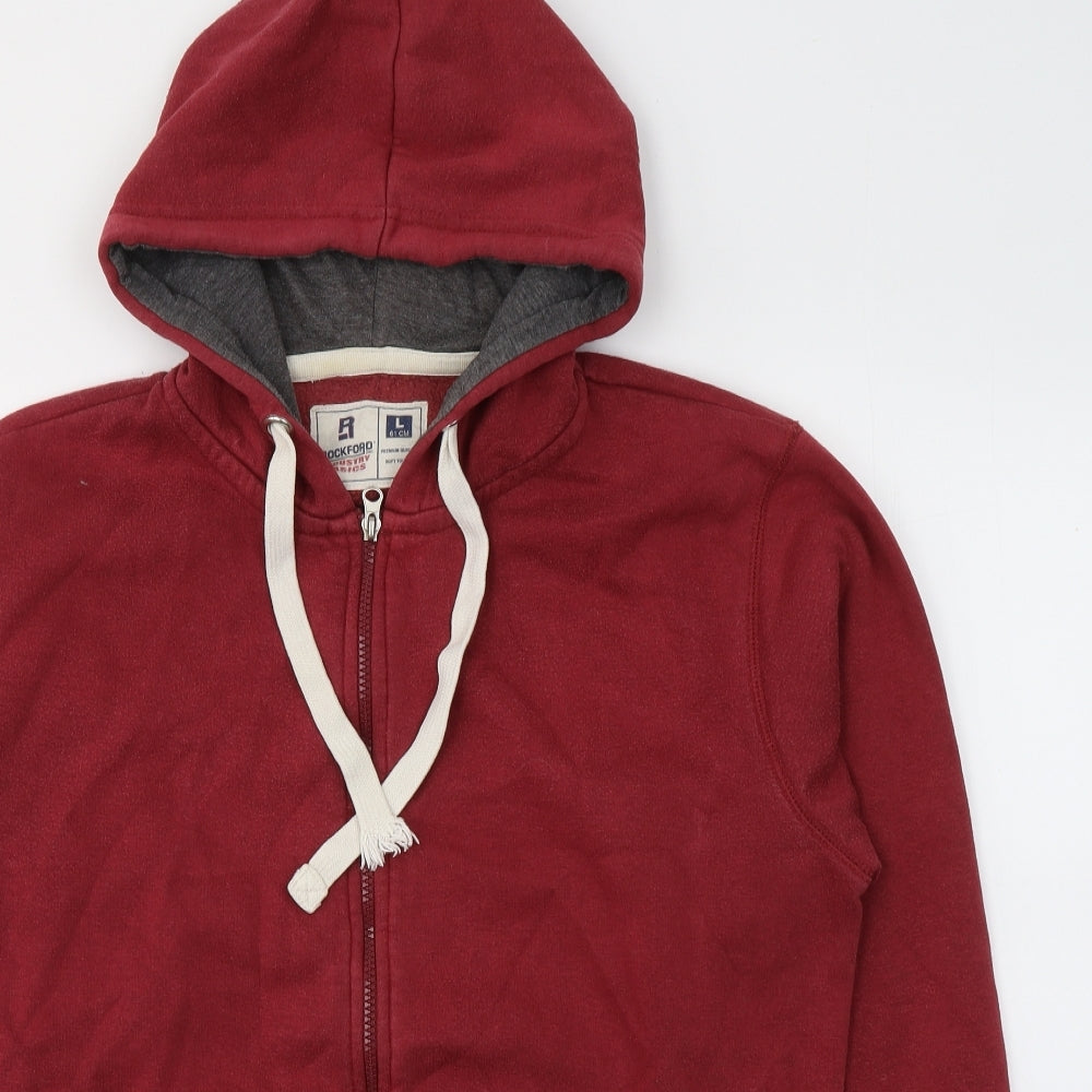 Rockford Mens Red  Cotton Full Zip Hoodie Size L