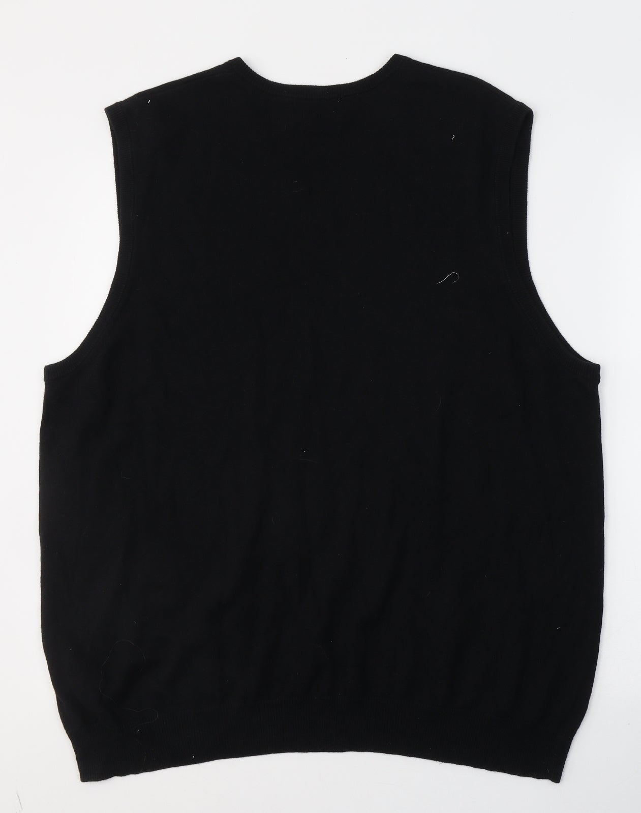 Marks and Spencer Mens Black V-Neck  Cotton Vest Jumper Size XL