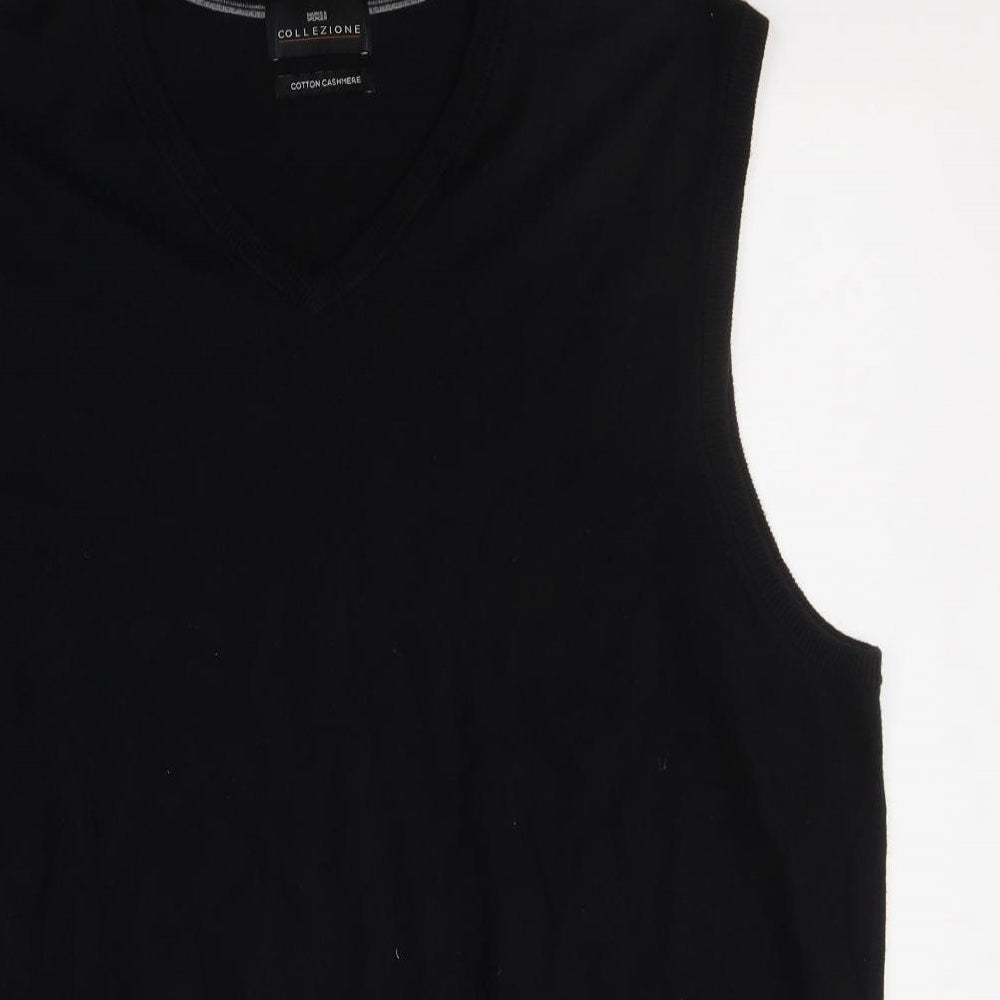 Marks and Spencer Mens Black V-Neck  Cotton Vest Jumper Size XL
