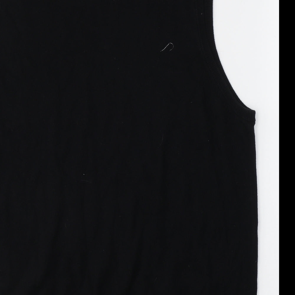 Marks and Spencer Mens Black V-Neck  Cotton Vest Jumper Size XL