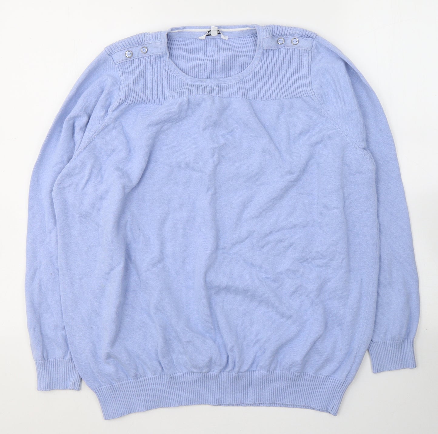 Pep&Co Womens Blue  Cotton Jersey T-Shirt Size 22 Round Neck