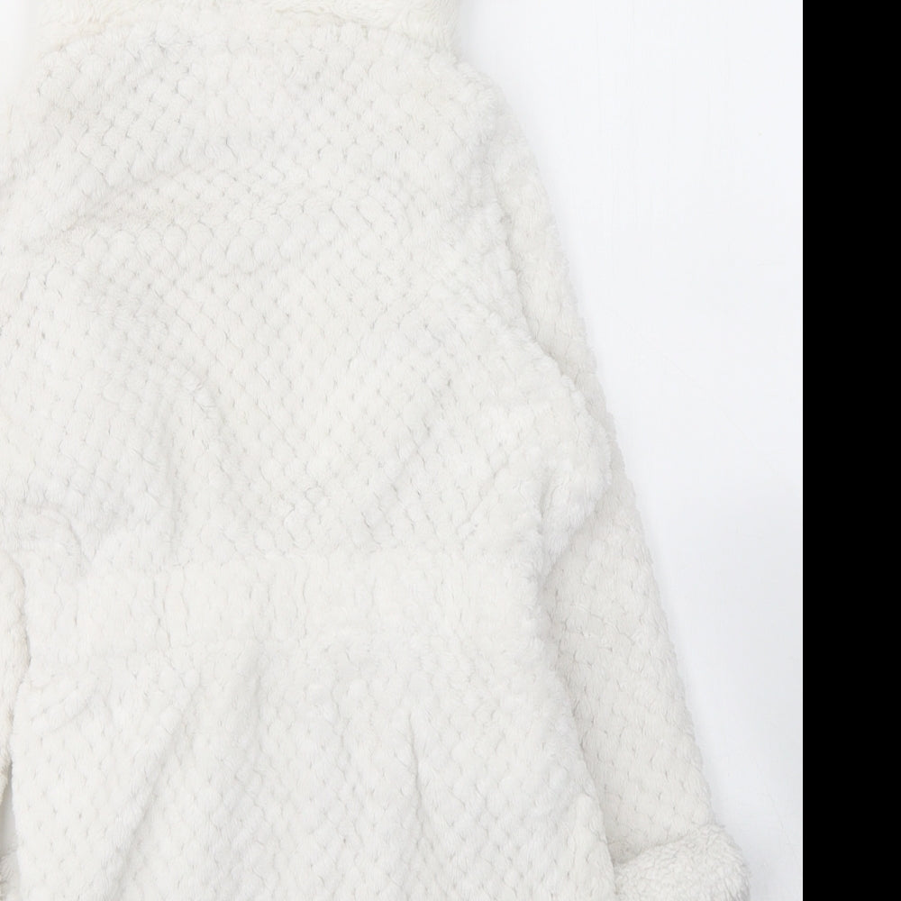 Primark Girls White Solid Polyester Capri Gown Size 4-5 Years  Tie - Bunny Rabbit