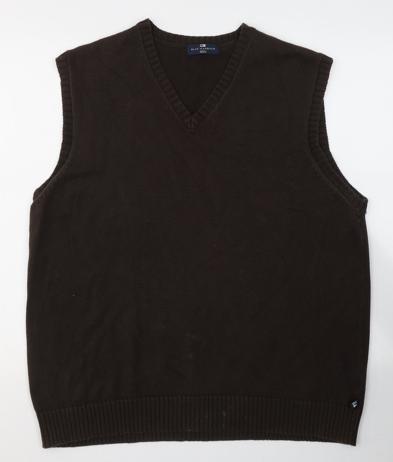 Marks and Spencer Mens Brown V-Neck  Cotton Pullover Jumper Size L