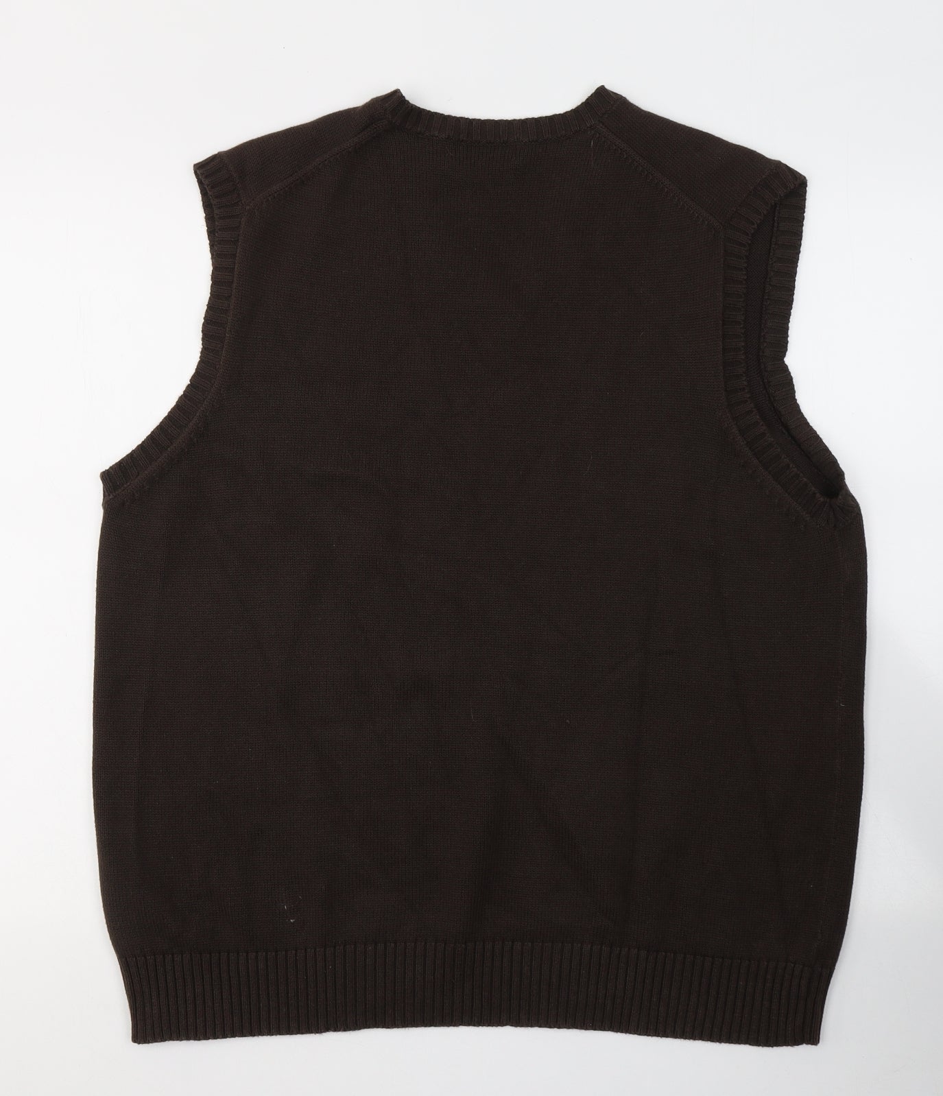 Marks and Spencer Mens Brown V-Neck  Cotton Pullover Jumper Size L