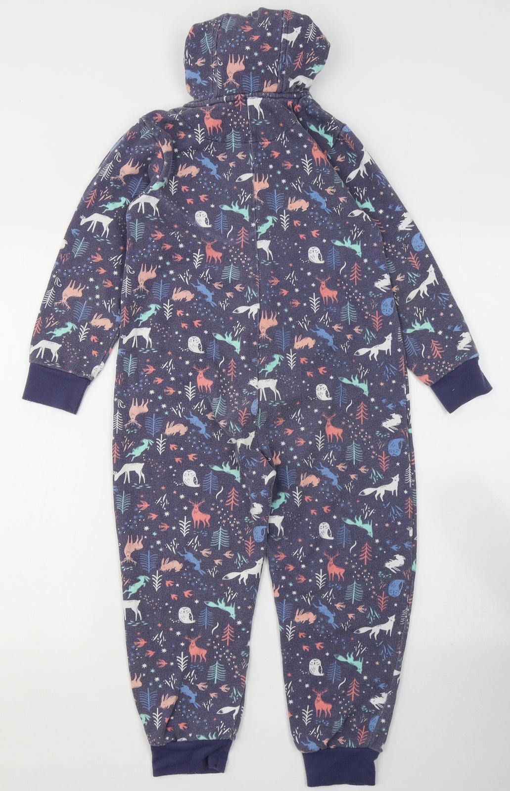 John Lewis Boys Blue Solid Cotton  One Piece Size 7 Years  Zip