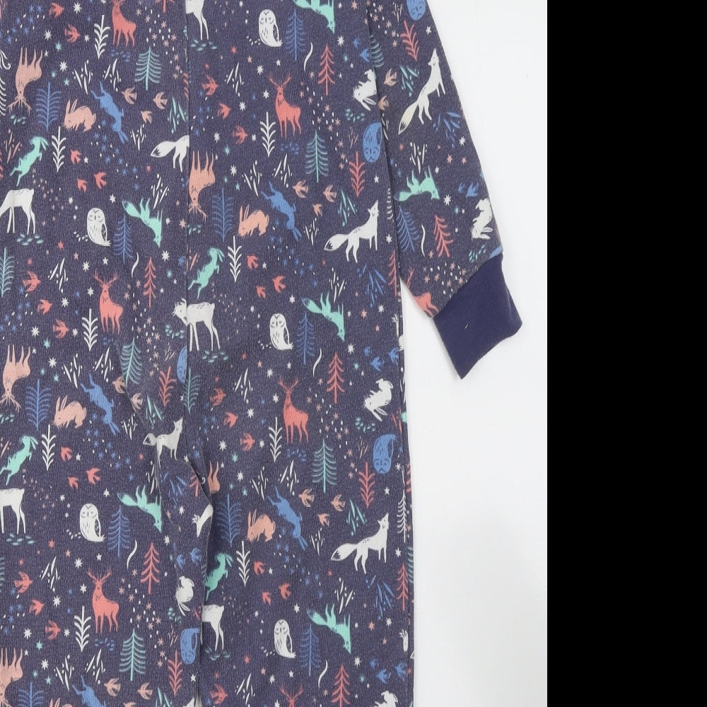 John Lewis Boys Blue Solid Cotton  One Piece Size 7 Years  Zip