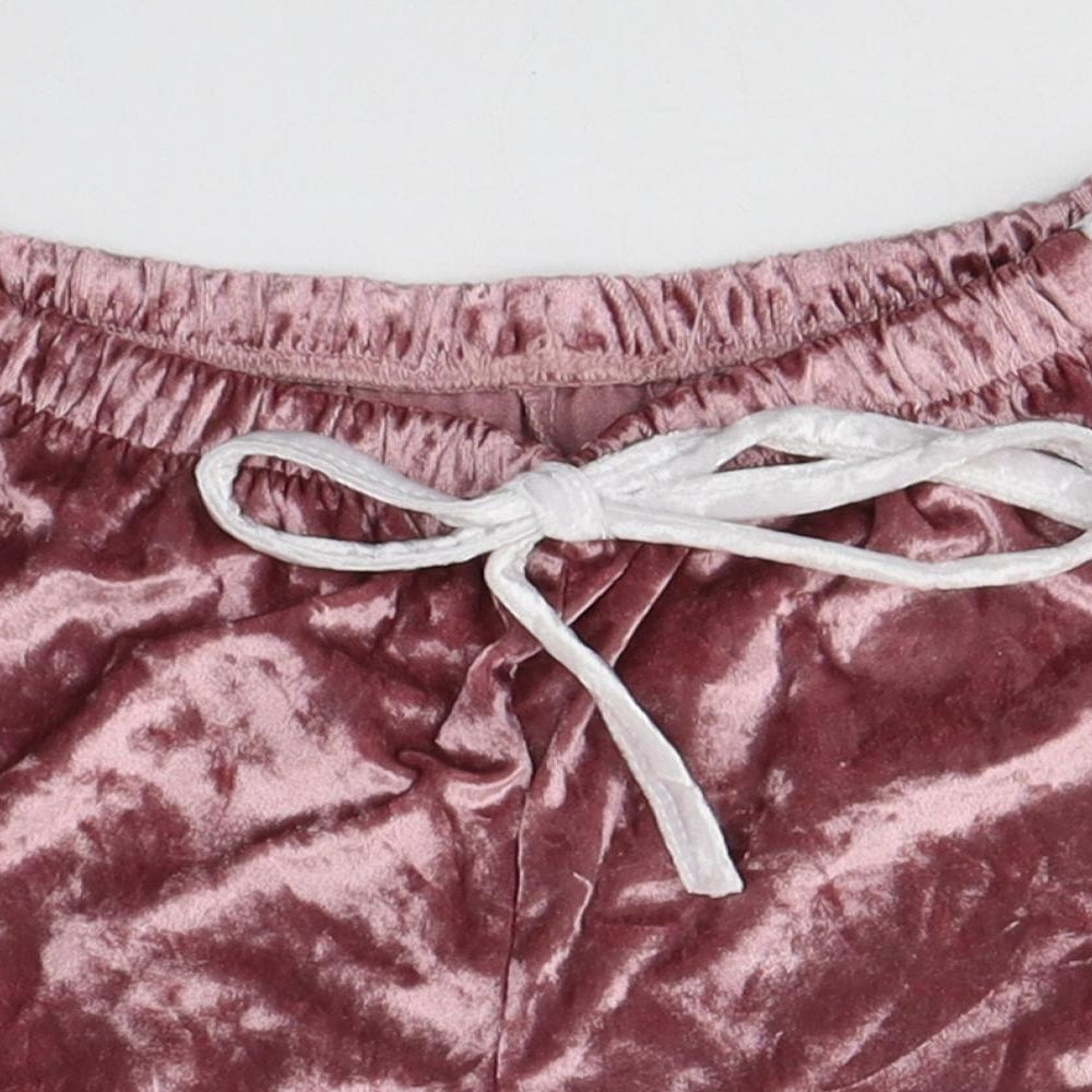 Preworn Womens Pink  Polyester Hot Pants Shorts Size S L3 in Regular Tie