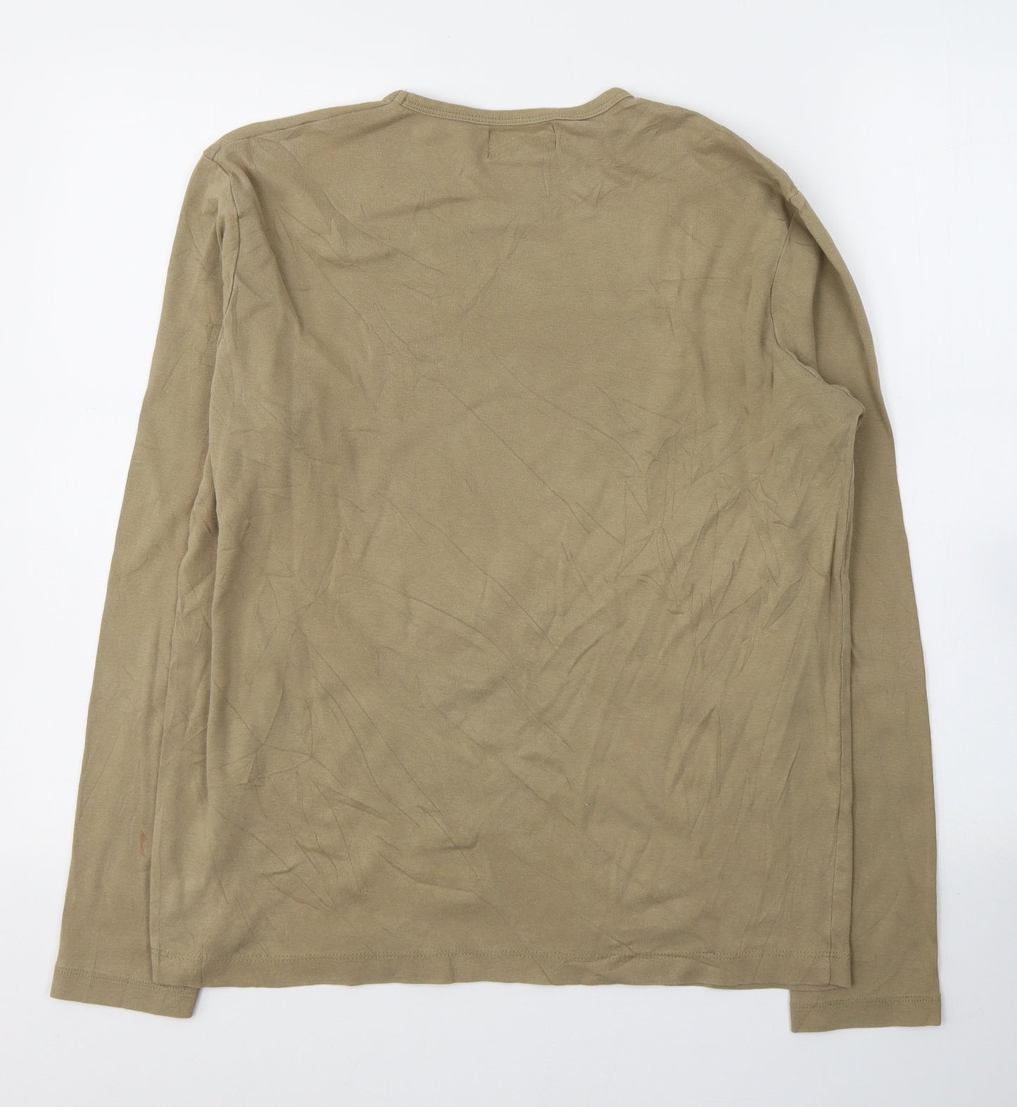 Springfield Womens Beige  Cotton Jersey T-Shirt Size L Roll Neck