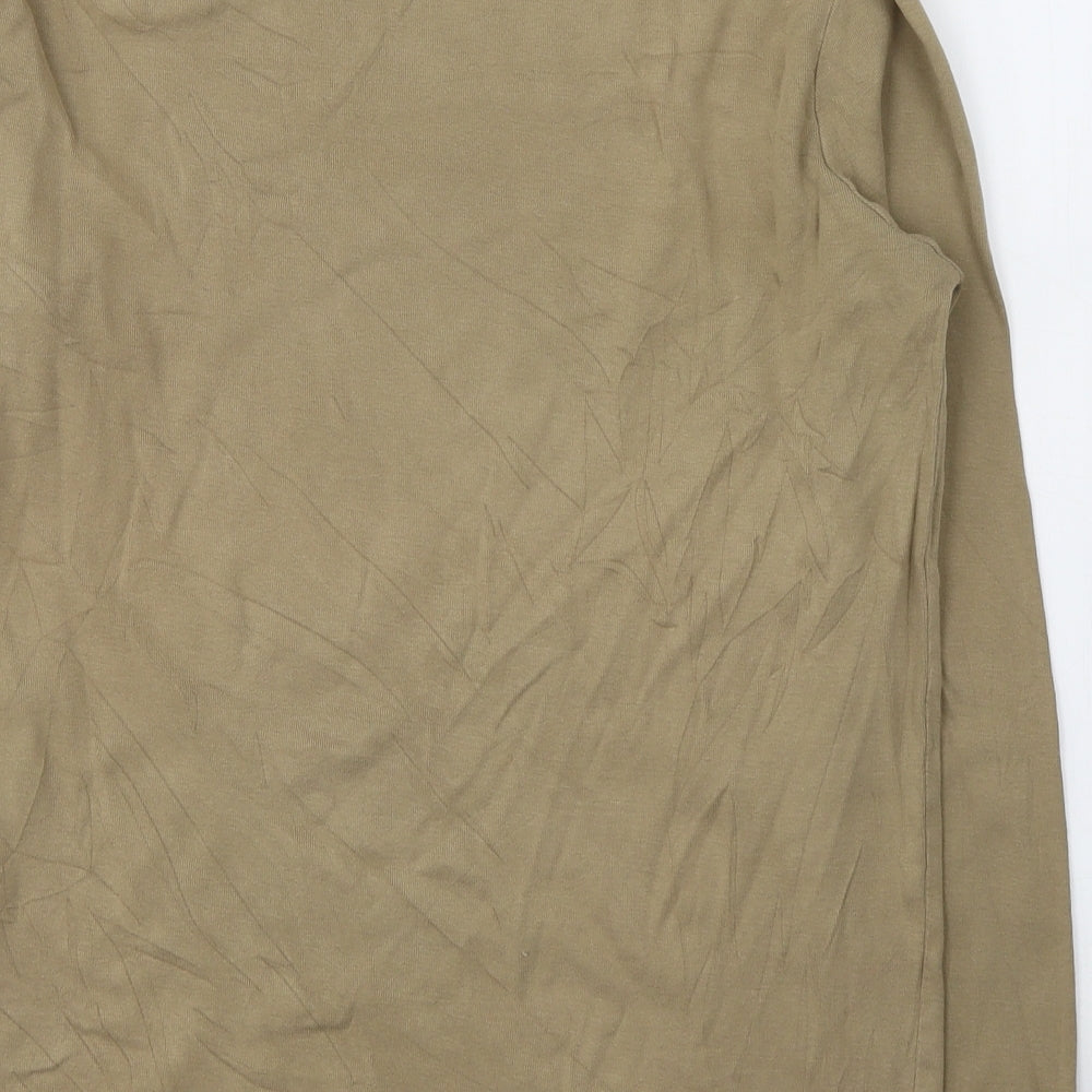 Springfield Womens Beige  Cotton Jersey T-Shirt Size L Roll Neck