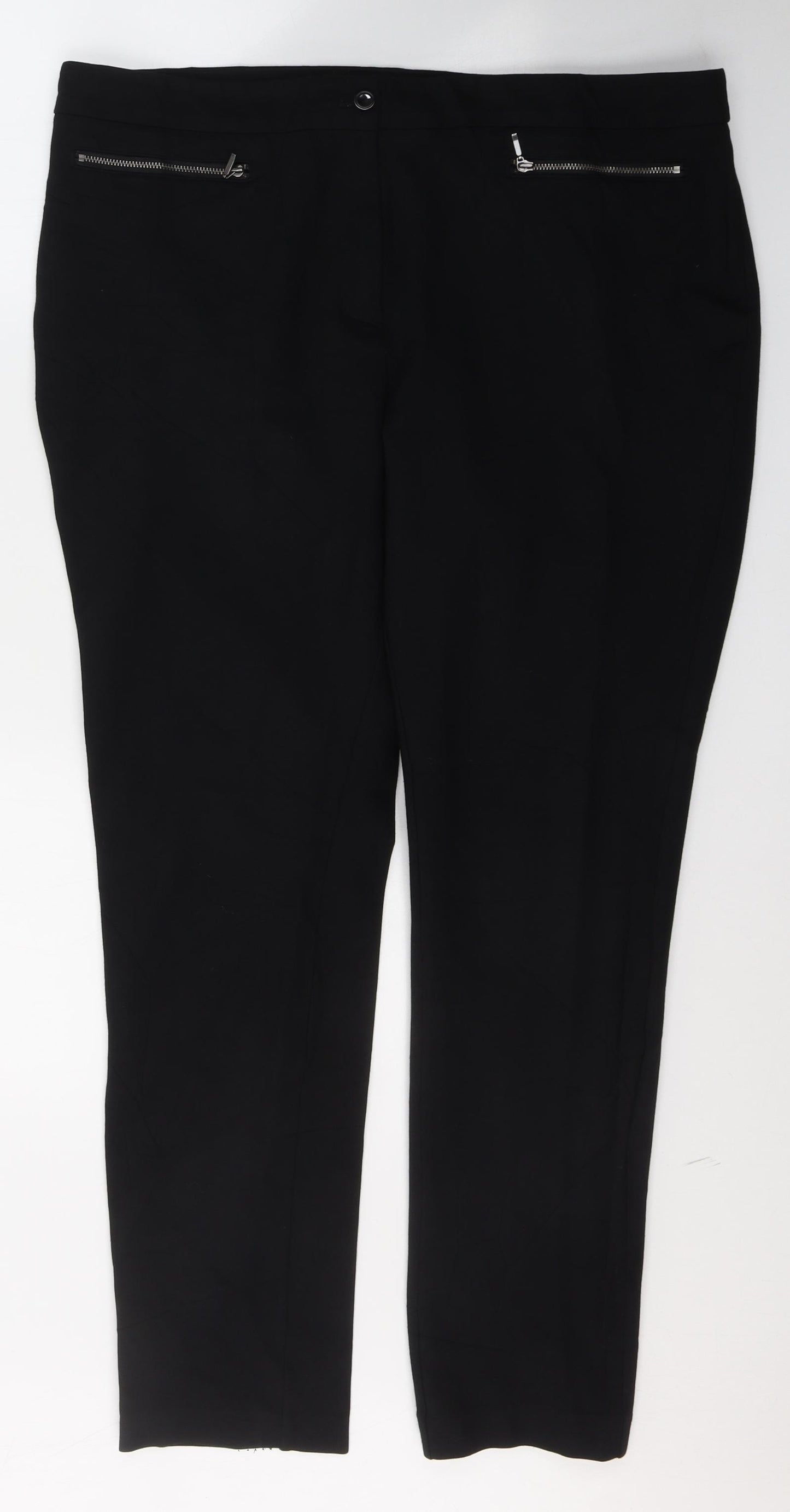 Marks and Spencer Womens Black  Viscose Trousers  Size 18 L28 in Regular Button