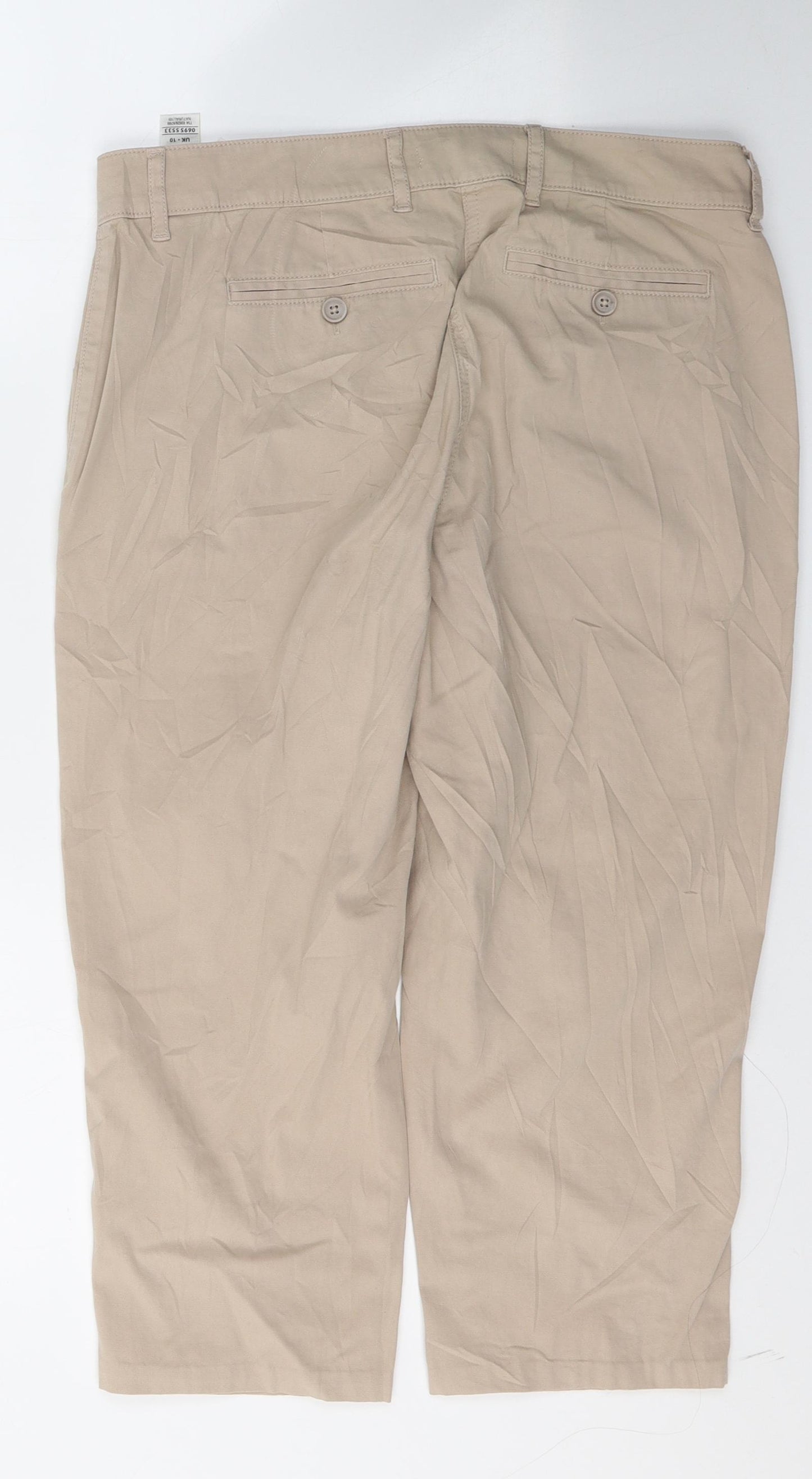 Marks and Spencer Womens Beige  Cotton Chino Shorts Size 10 L20 in Regular Button