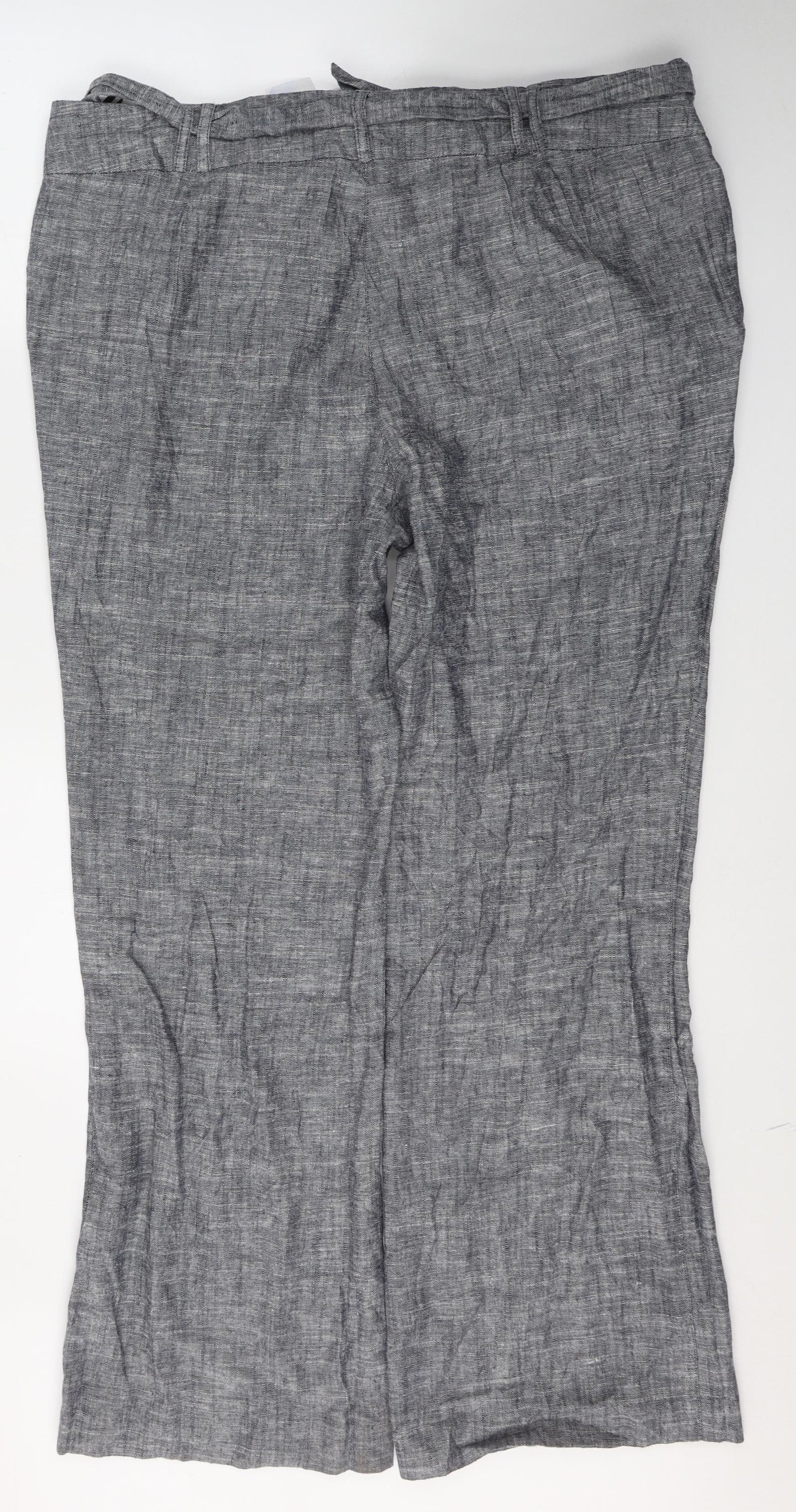 F&F Womens Blue  Linen Trousers  Size 18 L30 in Regular Button