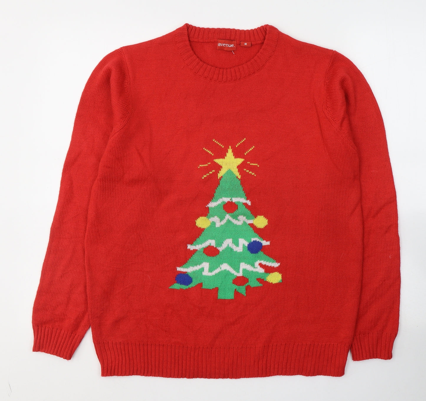 Avenue Mens Red Round Neck  Acrylic Pullover Jumper Size M   - Christmas jumper