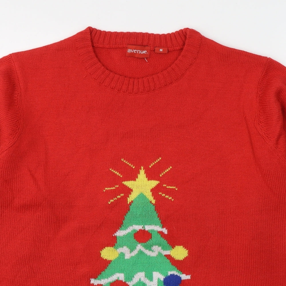 Avenue Mens Red Round Neck  Acrylic Pullover Jumper Size M   - Christmas jumper
