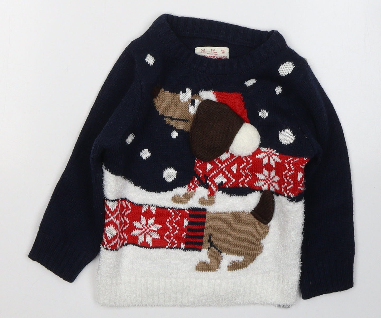 F&F Baby Blue  Acrylic Pullover Jumper Size 12-18 Months  Pullover - Christmas jumper
