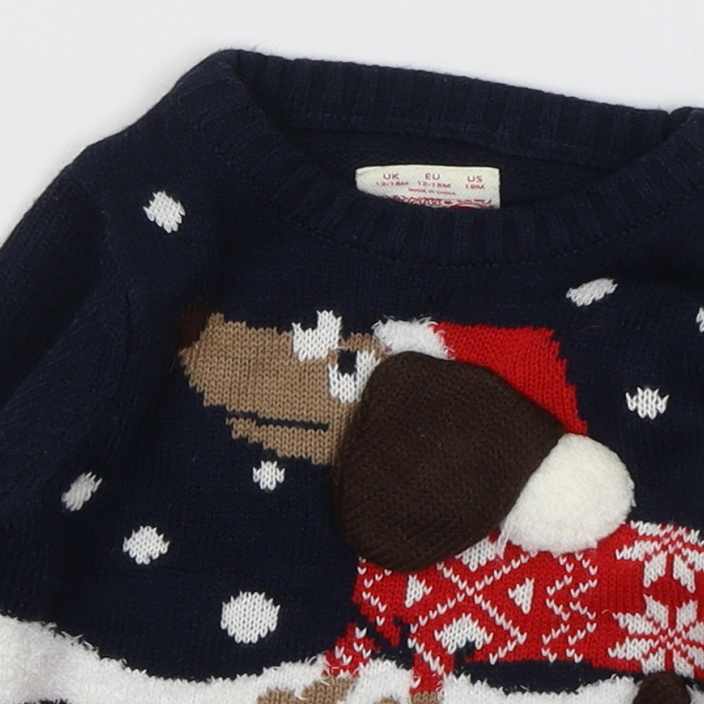 F&F Baby Blue  Acrylic Pullover Jumper Size 12-18 Months  Pullover - Christmas jumper