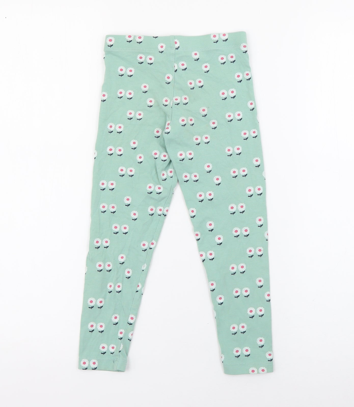 Marks and Spencer Girls Green Floral Cotton Pedal Pusher Trousers Size 4-5 Years  Regular  - Legging