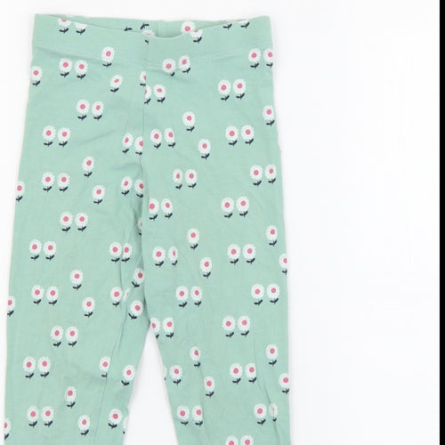 Marks and Spencer Girls Green Floral Cotton Pedal Pusher Trousers Size 4-5 Years  Regular  - Legging