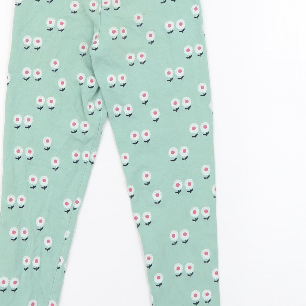 Marks and Spencer Girls Green Floral Cotton Pedal Pusher Trousers Size 4-5 Years  Regular  - Legging