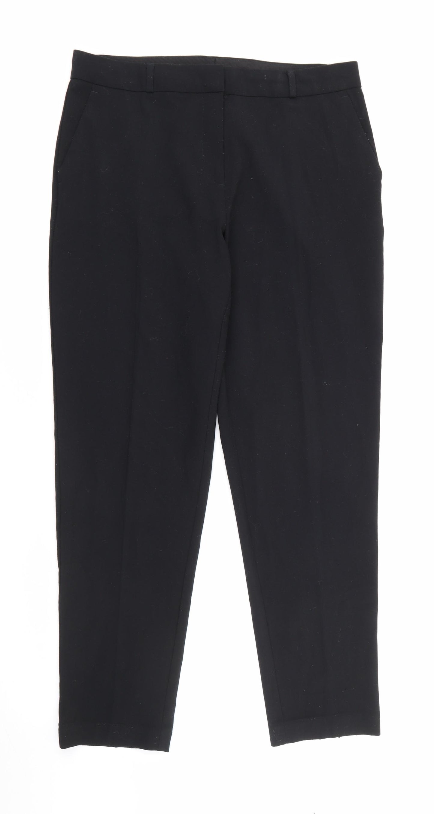 Marks and Spencer Womens Black  Polyester Carrot Trousers Size 12 L28 in Regular Zip