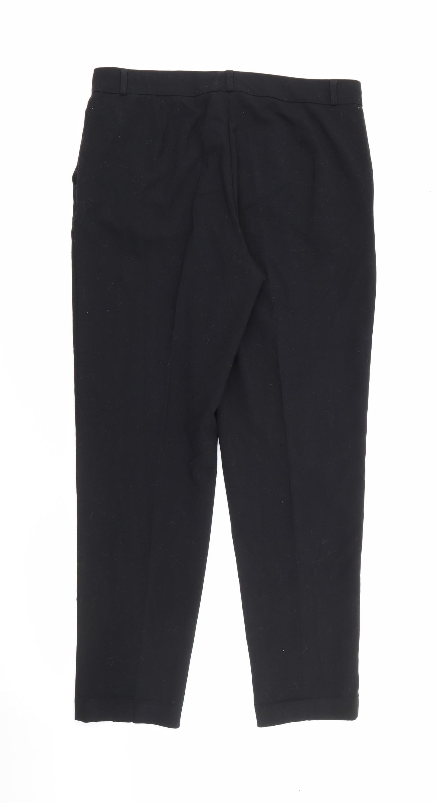 Marks and Spencer Womens Black  Polyester Carrot Trousers Size 12 L28 in Regular Zip