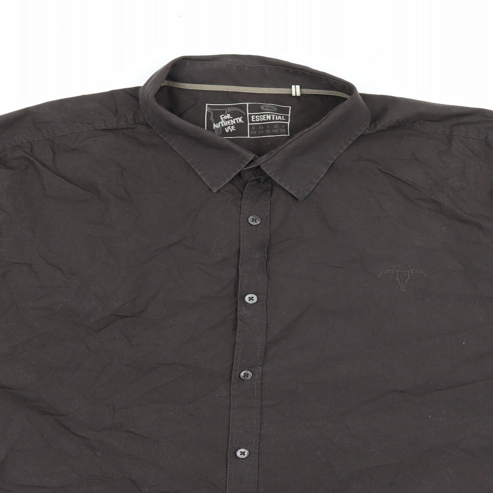 EDC Mens Brown  Cotton  Button-Up Size 2XL Collared Button