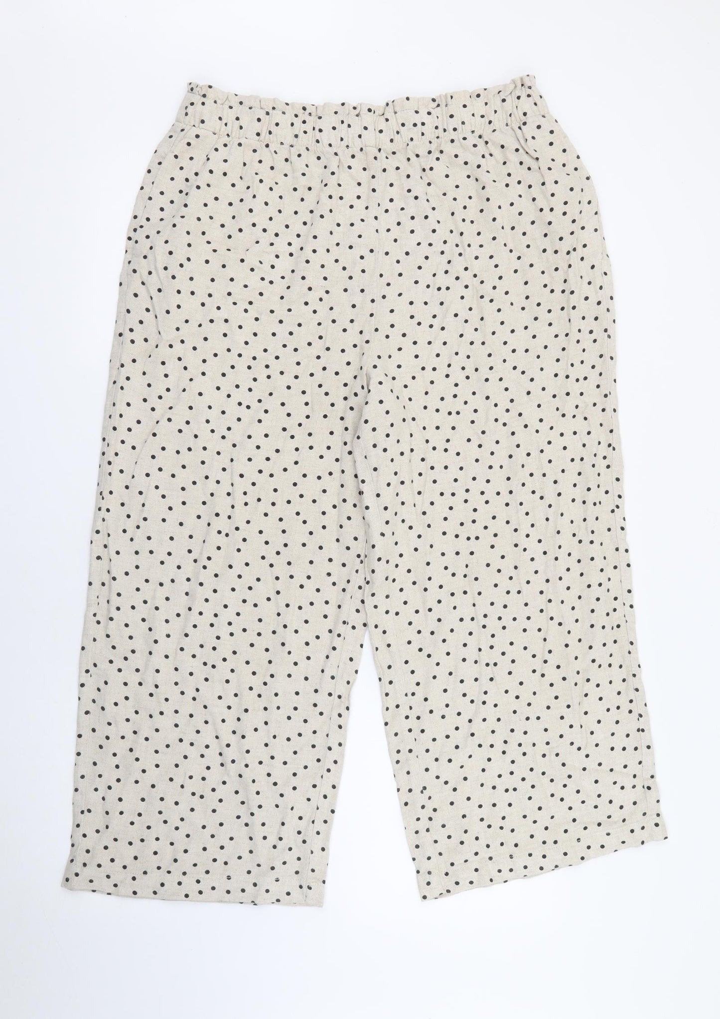 Papaya Womens Beige Polka Dot Viscose Trousers  Size 16 L23 in Regular