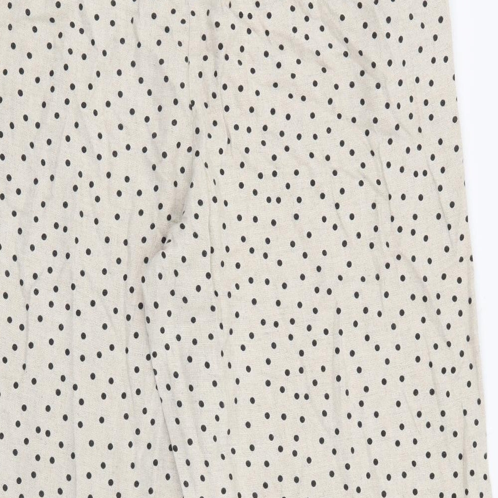 Papaya Womens Beige Polka Dot Viscose Trousers  Size 16 L23 in Regular