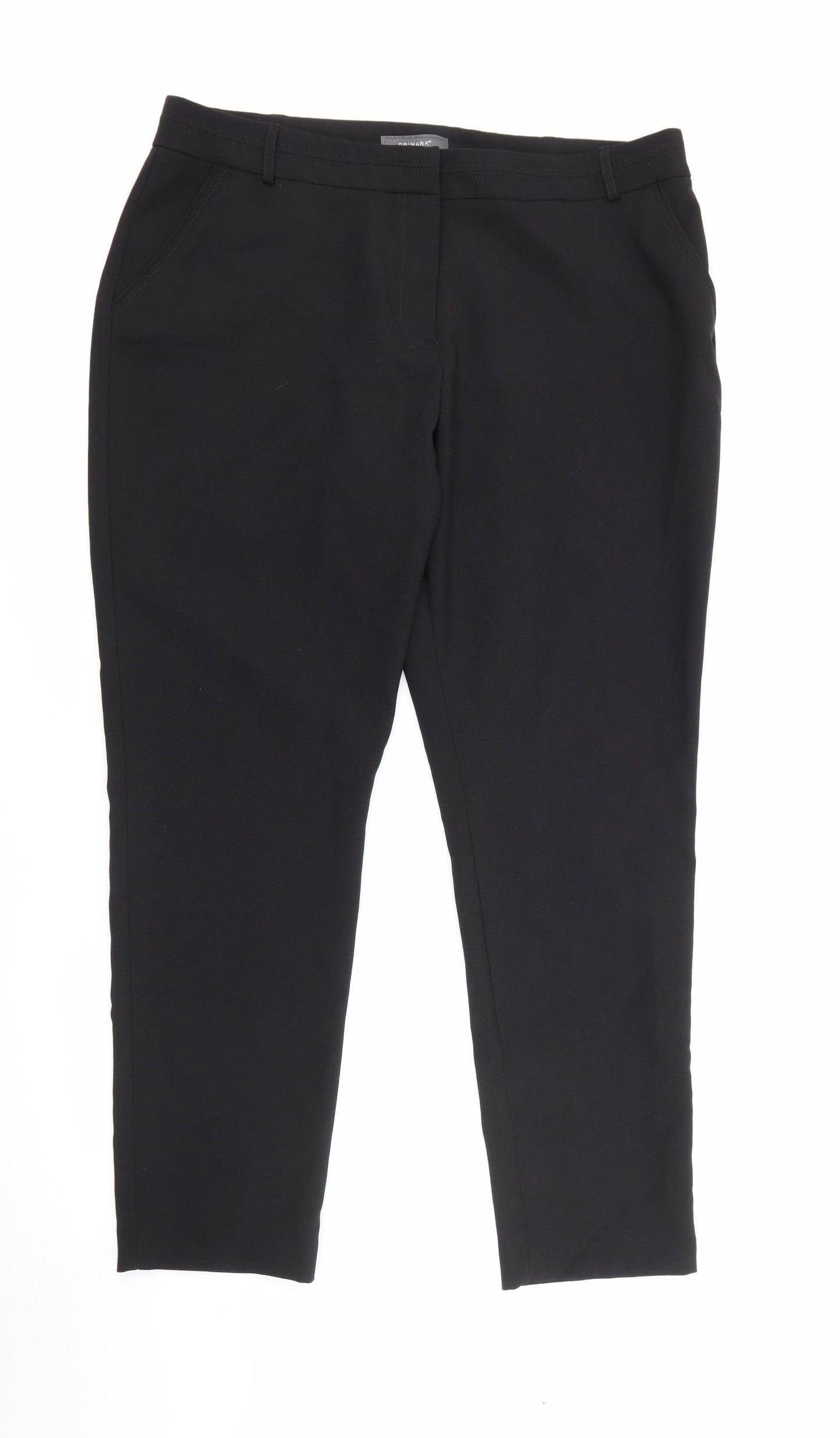 Primark Womens Black  Polyester Trousers  Size 16 L28 in Regular Zip