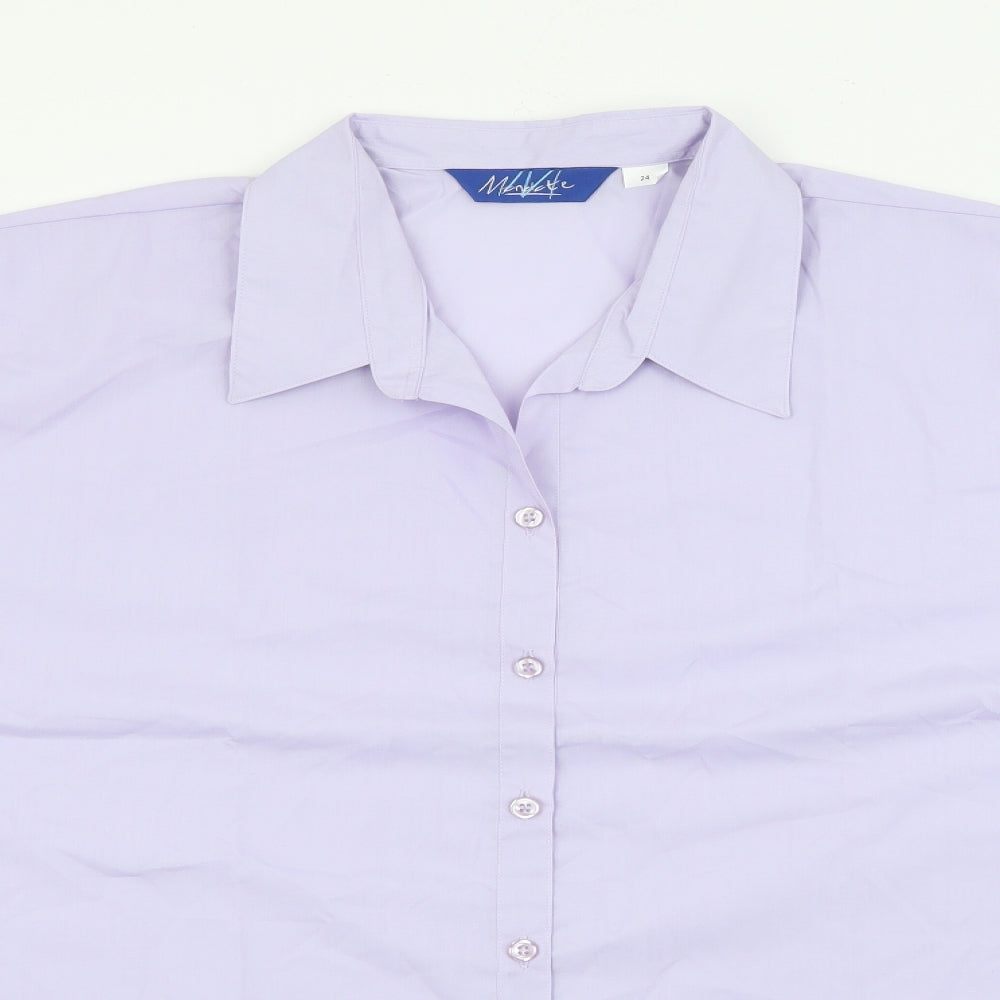 Mandate Womens Purple  Cotton Basic Button-Up Size 24 Collared
