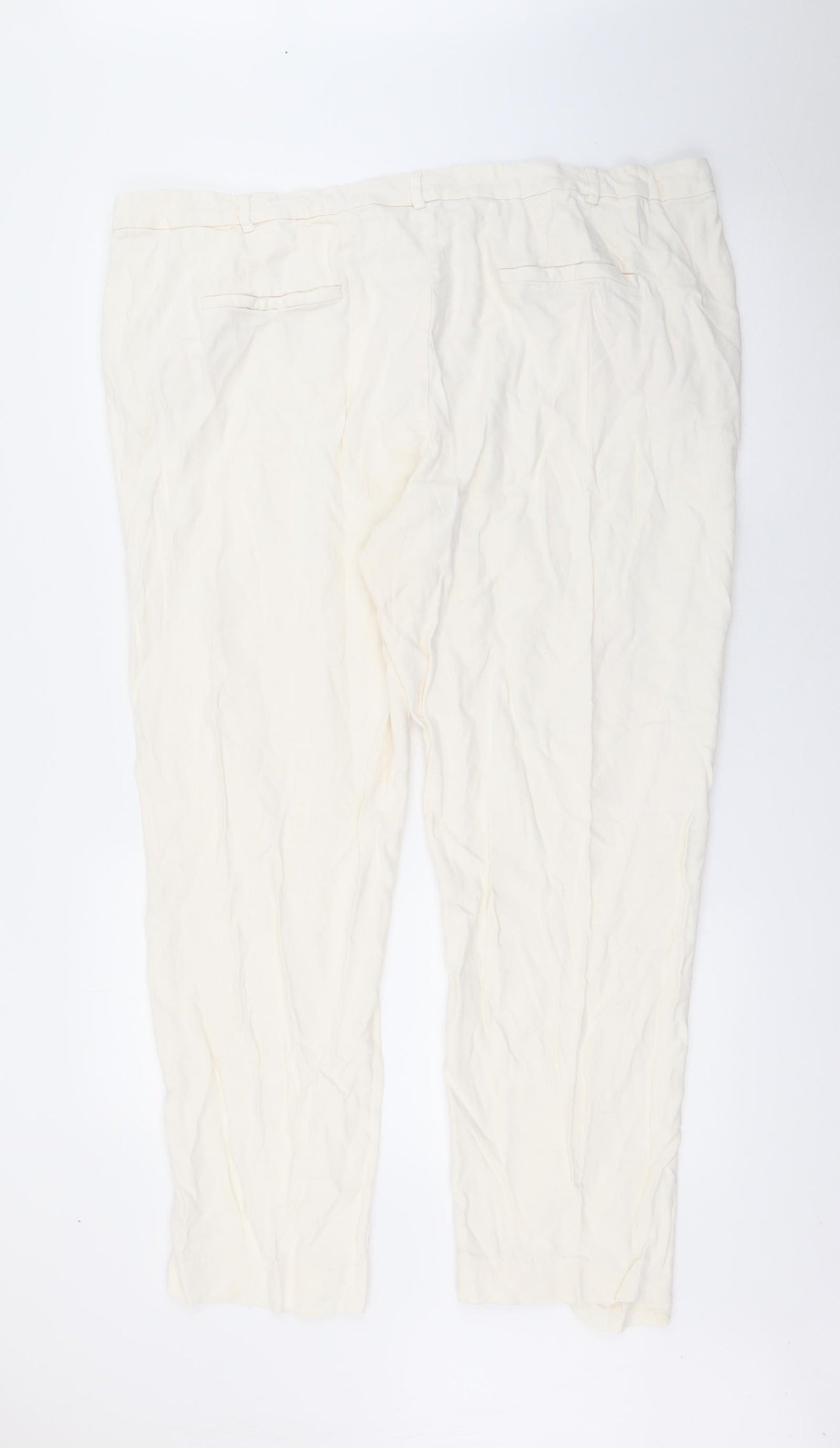 Marks and Spencer Womens Ivory  Viscose Trousers  Size 22 L27 in Regular Zip