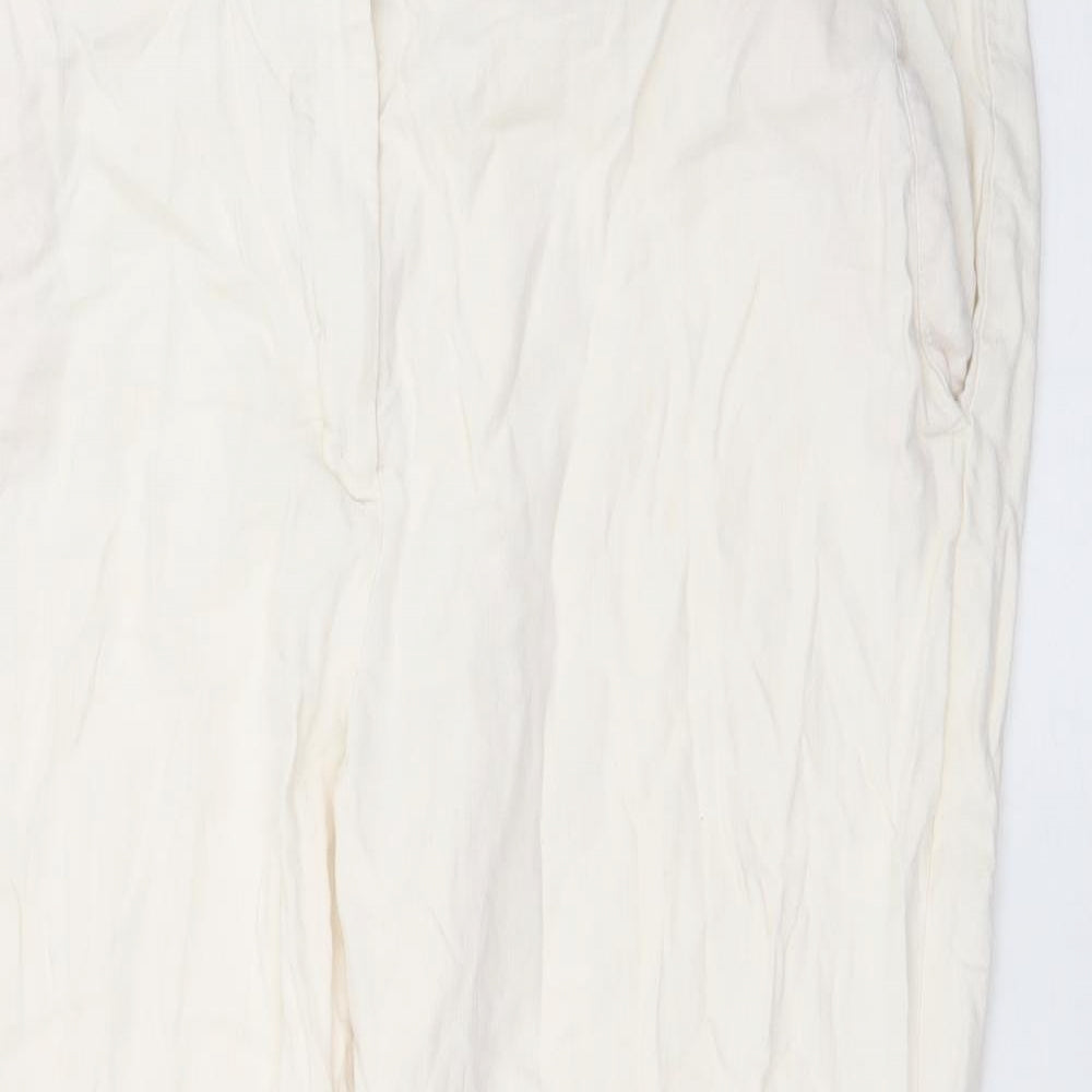 Marks and Spencer Womens Ivory  Viscose Trousers  Size 22 L27 in Regular Zip