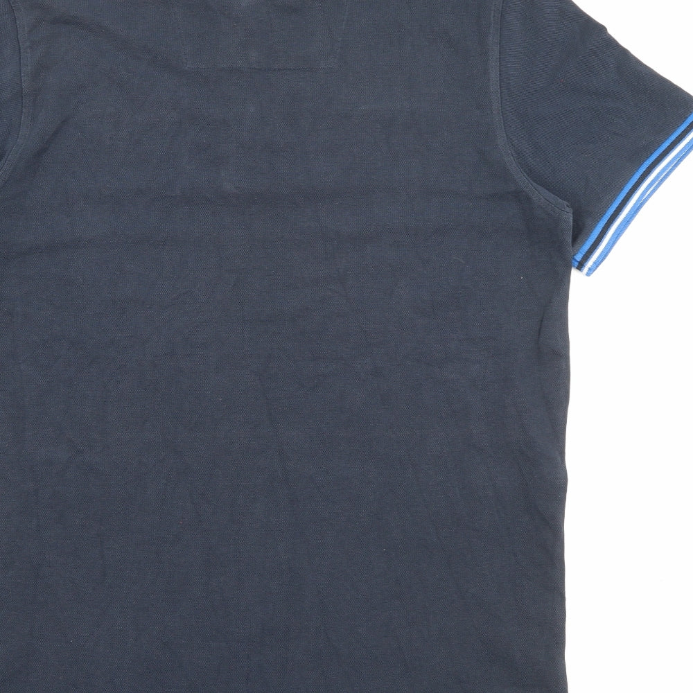 JACK & JONES Mens Blue  Cotton  Polo Size L Collared Button