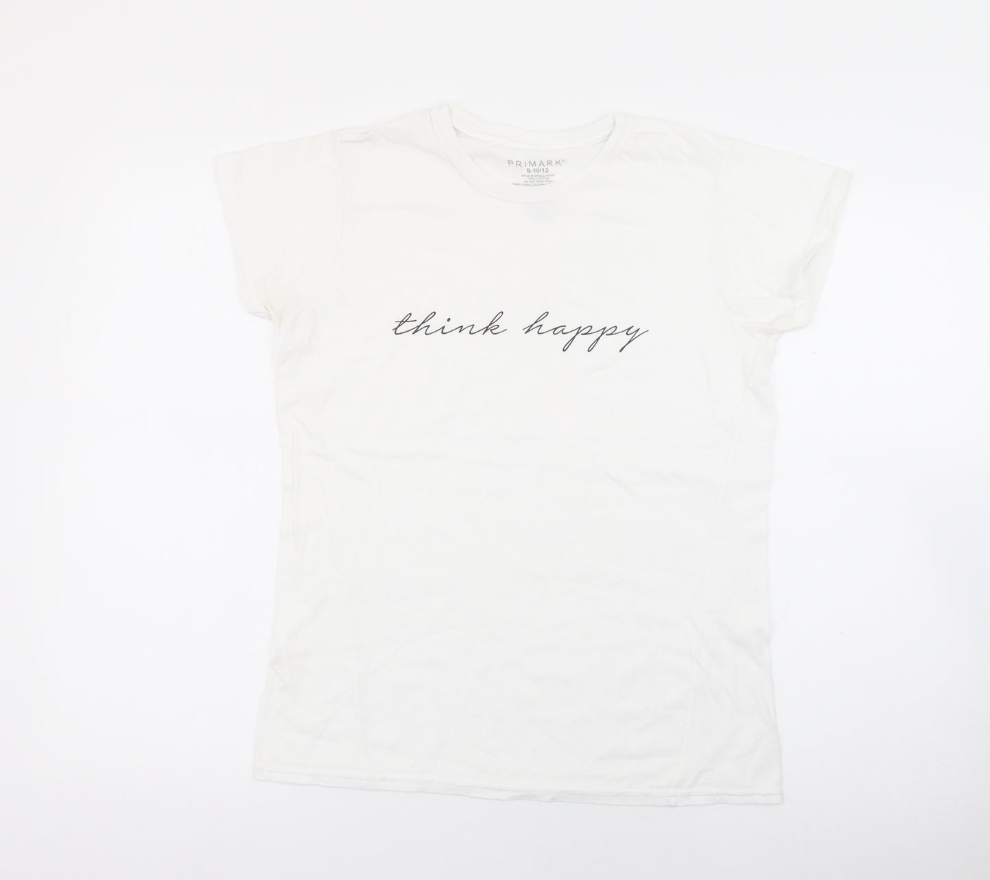 Primark Womens White  Cotton Basic T-Shirt Size S Crew Neck