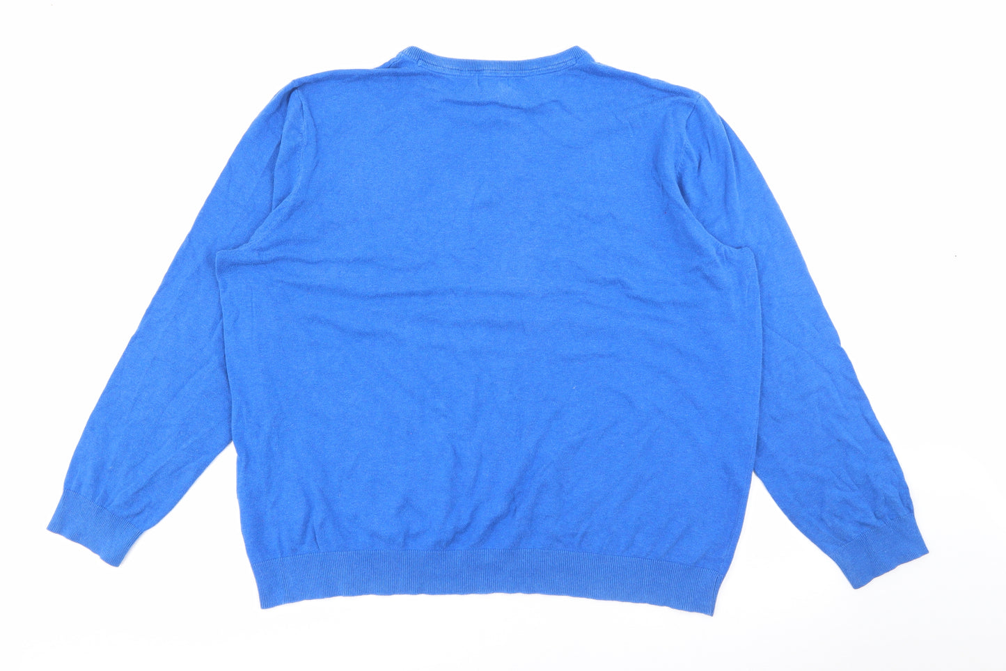 F&F Mens Blue Crew Neck  Cotton Pullover Jumper Size 2XL